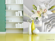 Фотошпалери білі лілії на тлі білих хвиль - 3