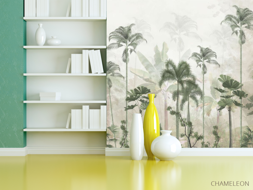 Фотошпалери тропічні пальми в тумані. - 3