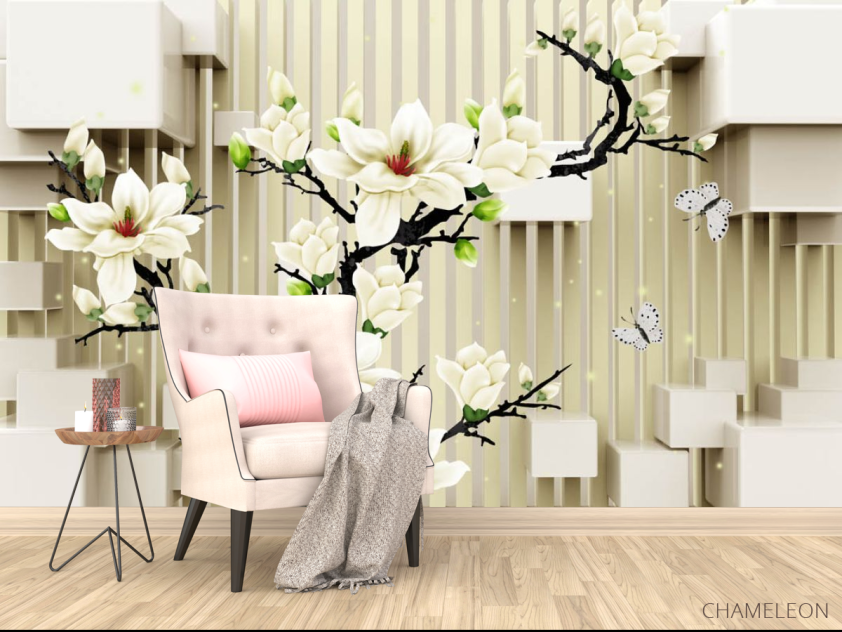 Фотообои Ветка 3д магнолии - 4