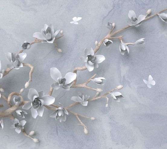 Фотообои Ветвь с цветами 3д Фотообои Ветвь с цветами 3д 34306