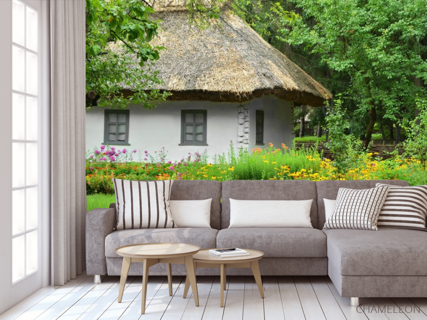 Фотообои домик с соломенной крышей - 3