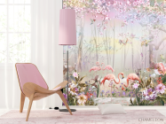 Фотошпалери ліс і фламінго - 4