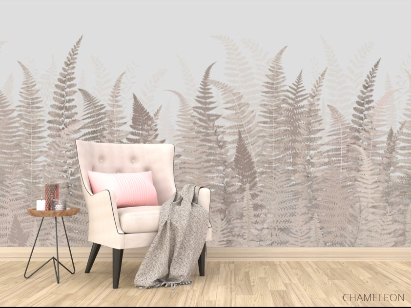 Фотообои Листья папоротника бежевые - 4