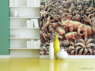 Фотошпалери дерев'яні слони - 3