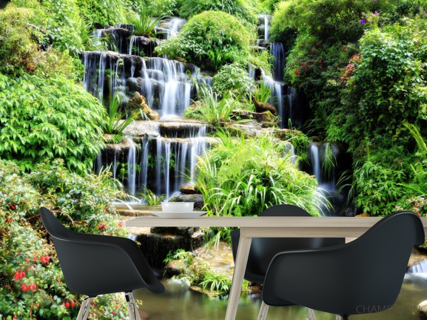 Фотошпалери водоспад серед зелені - 1