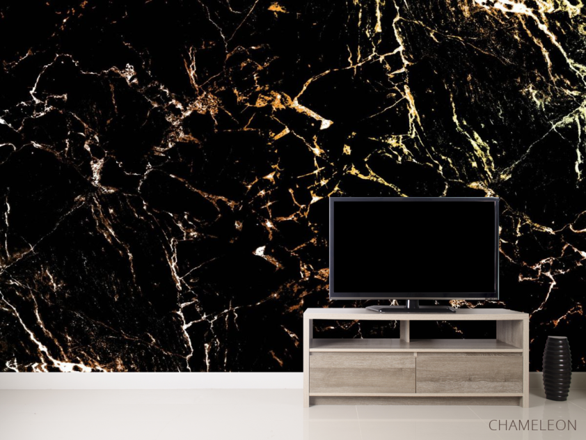 Фотообои Чёрный мрамор с золотом - 2