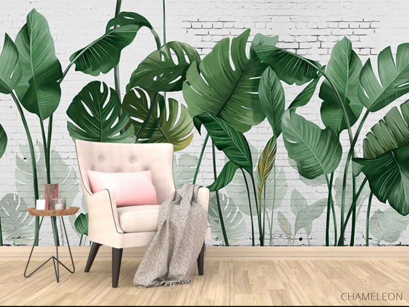 Фотообои Стена и тропические листья - 4