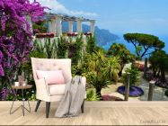 Фотообои вид на море из цветочного сада - 4