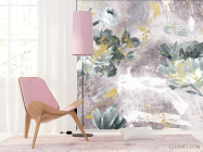 Фотошпалери дизайнерські квіти з золотом рожеві. - 4