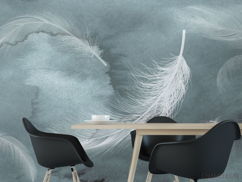 Фотошпалери Пір'я на акварельному тлі - 1