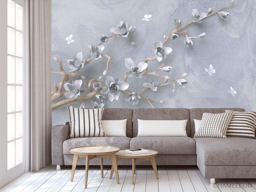 Фотообои Ветвь с цветами 3д - 3