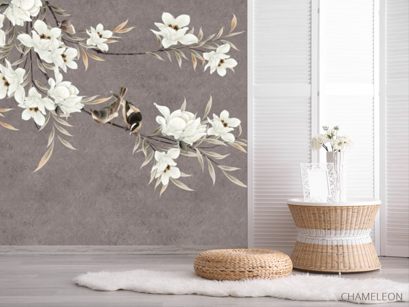 Фотошпалери гілки магнолії з квітами - 2