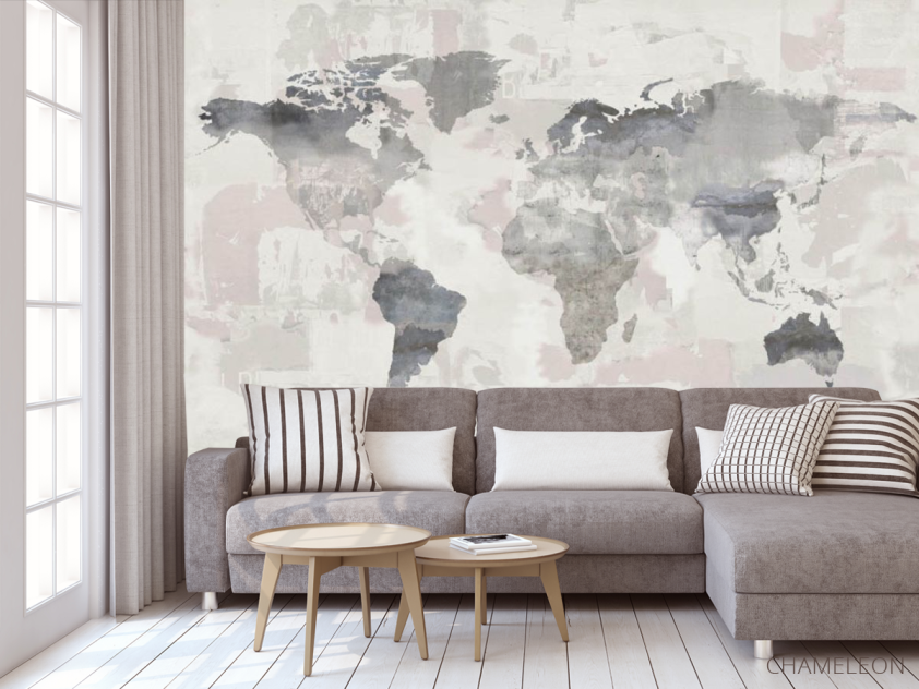 Фотообои Карта мира в пастельных тонах - 3