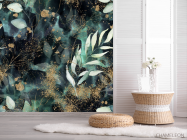 Фотошпалери зелене листя і золото - 2