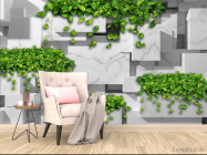 Фотообои 3д стена с цветами - 4