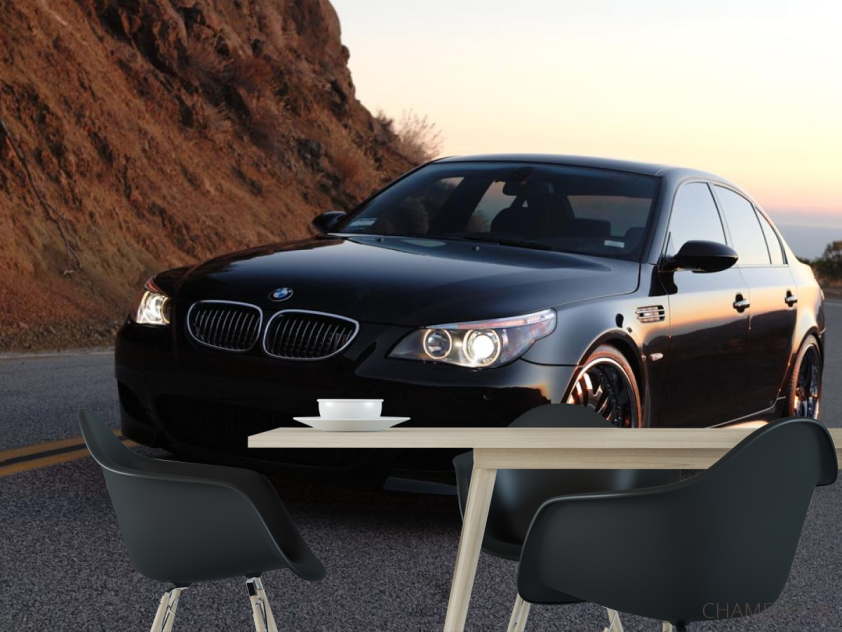 Фотошпалери чорний BMW в горах - 1