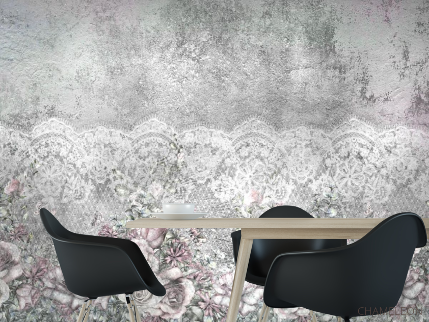 Фотошпалери Квіти на сірому бетоні - 1