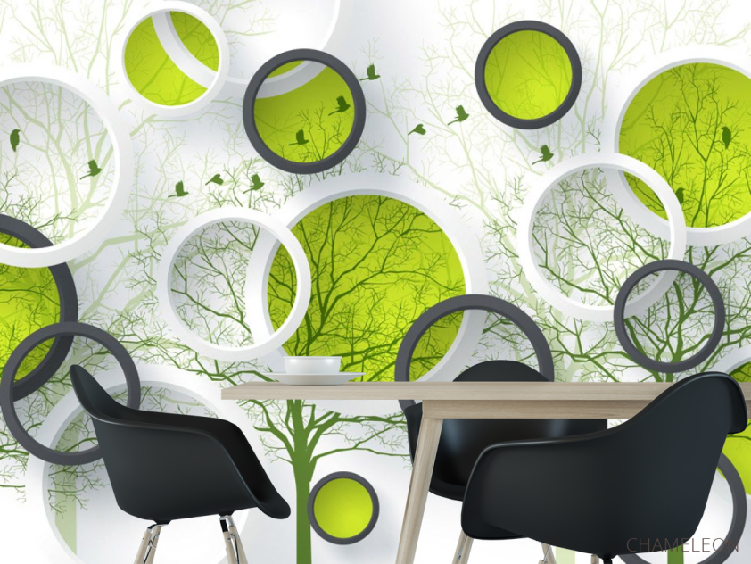 Фотошпалери Кола і зелені дерева - 1