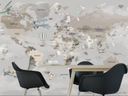 Фотошпалери сіро-бежева карта українською - 1