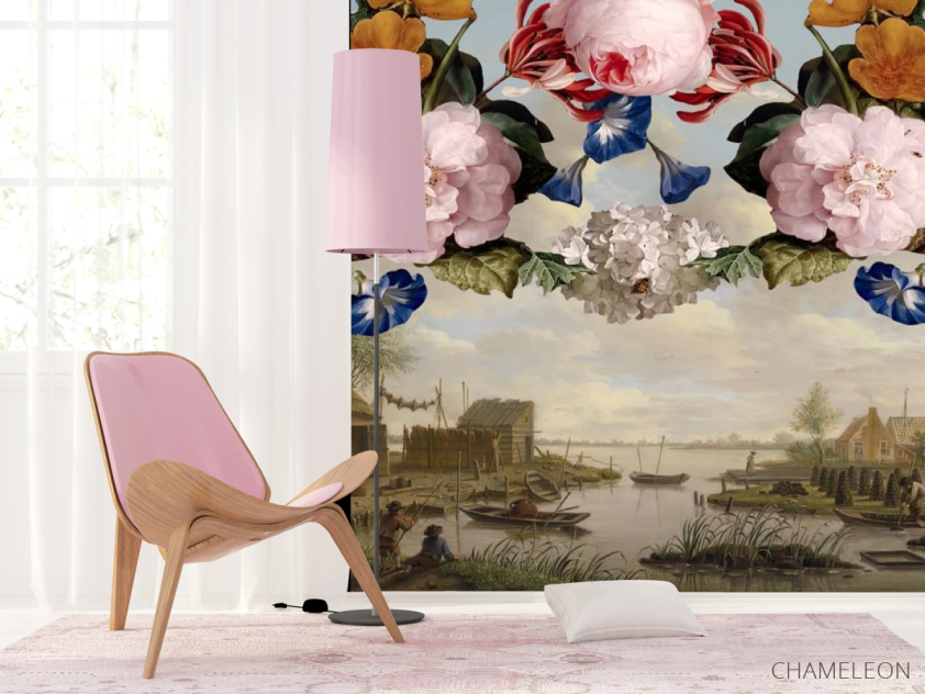 Фотошпалери Вінтажний принт з квітами - 4