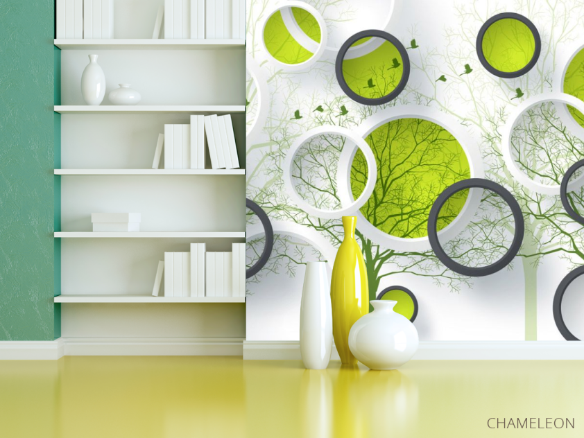 Фотошпалери Кола і зелені дерева - 3