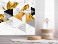 Фотошпалери золоті листья і трикутники - 2