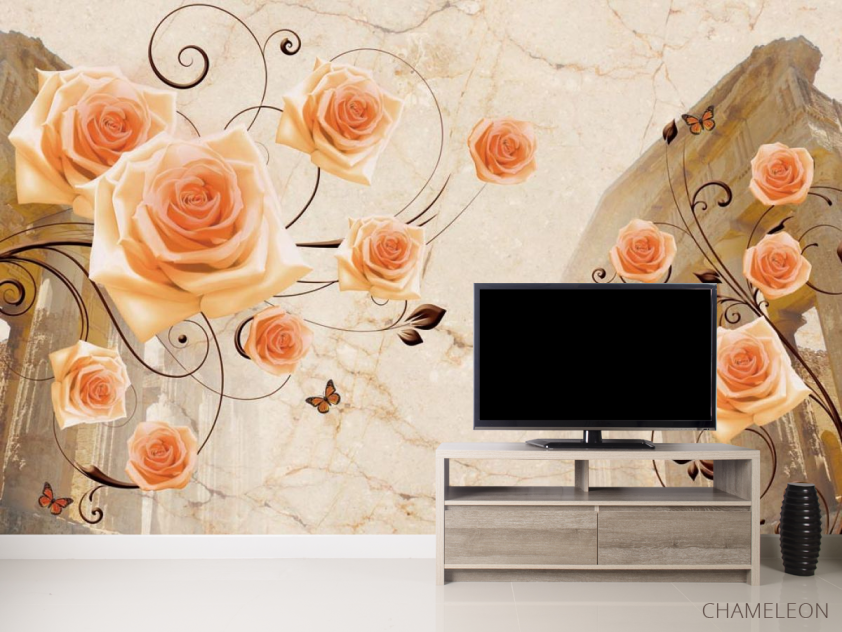 Фотообои Архитектура и розы 3д - 2