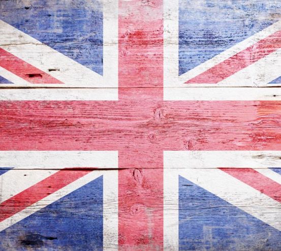 Фотошпалери прапор Великобританії на дерев'яному тлі 20554