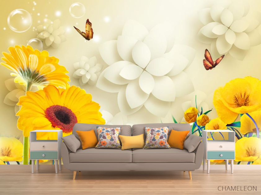 Фотообои Желтые герберы 3д - 1
