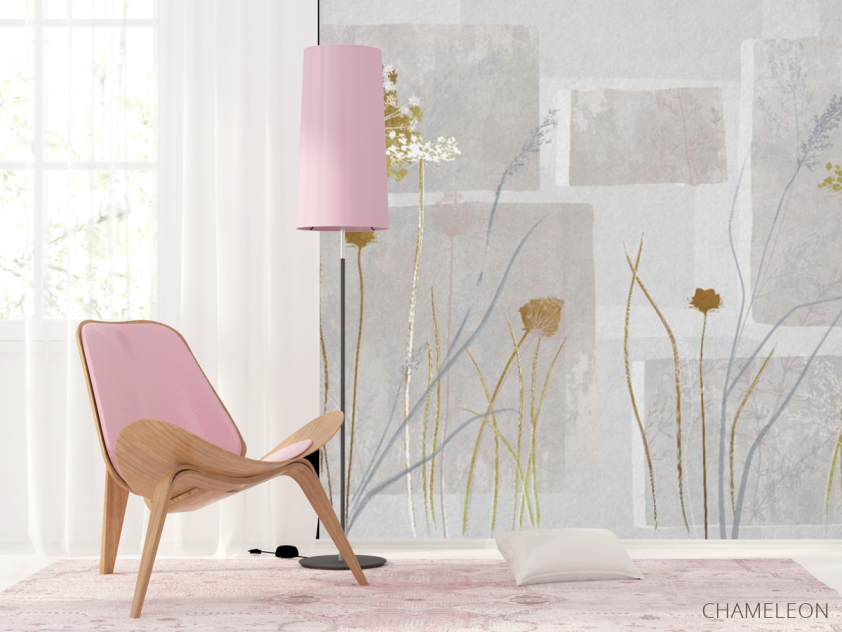 Фотошпалери сушені квіти на сірому дизайнерському тлі. - 4