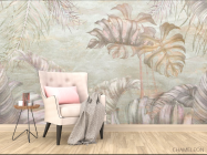 Фотообои Розовые тропические листья - 4