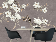 Фотошпалери гілки магнолії з квітами - 1