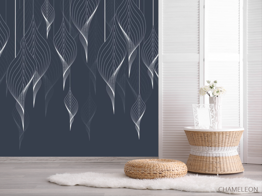 Фотошпалери білі спіральки на синьому - 2