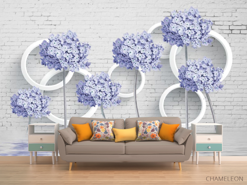 Фотообои 3д цветы голубые - 1