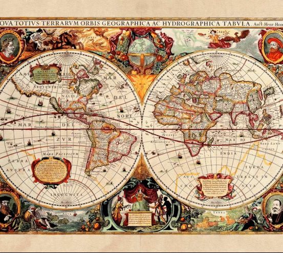 Фотошпалери Історична карта півкуль 1269