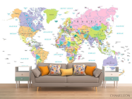 Фотообои Разноцветная карта мира на белом фоне - 1