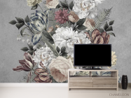Фотообои Винтажные цветы на сером - 2