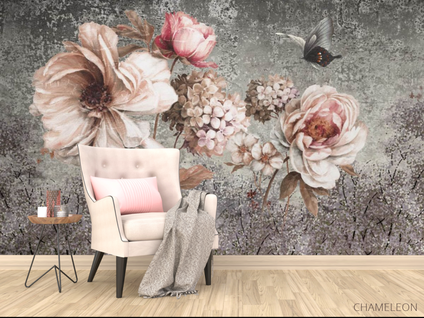 Фотообои Винтажные коричневые цветы - 4