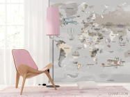 Фотошпалери сіро-бежева карта українською - 4