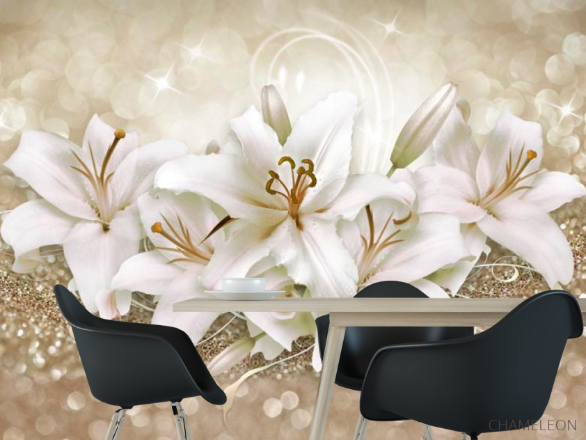 Фотошпалери Золоті лілії 3d - 1