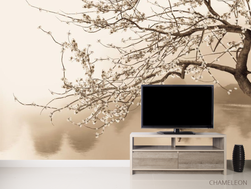 Фотообои на лодке под цветущим деревом - 2