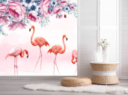Фотошпалери фламінго квіти - 2