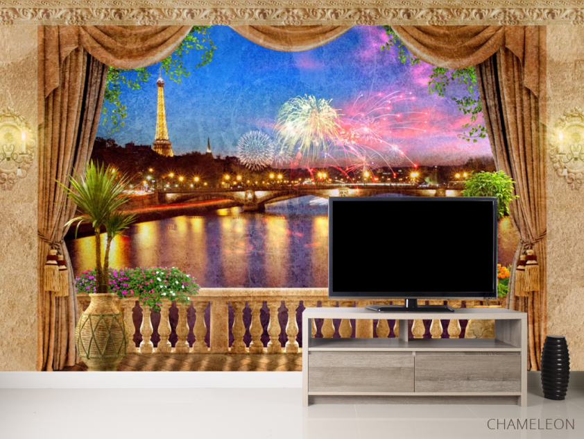 Фотообои Фреска вид на Париж - 2