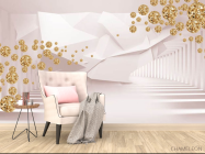 Фотообои Тонель с 3д золотыми камнями - 4