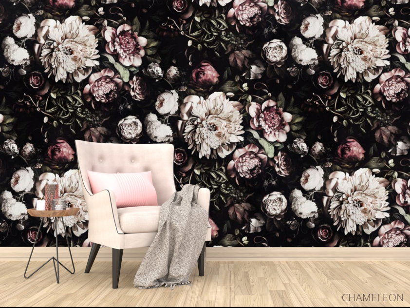 Фотообои Классические цветы на черном фоне - 4