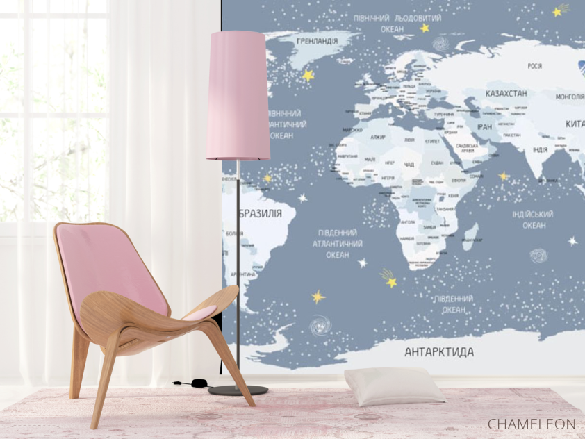 Фотошпалери блакитна карта дитяча українською мовою - 4