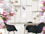 Фотошпалери Магнолії на тлі 3д квадратів - 1