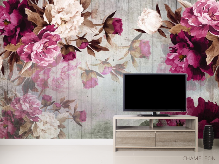 Фотообои Винтажные бордовые пионы - 2