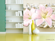 Фотошпалери Лілії 3д і цегла - 3