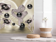 Фотошпалери 3д квіти з камінням - 2